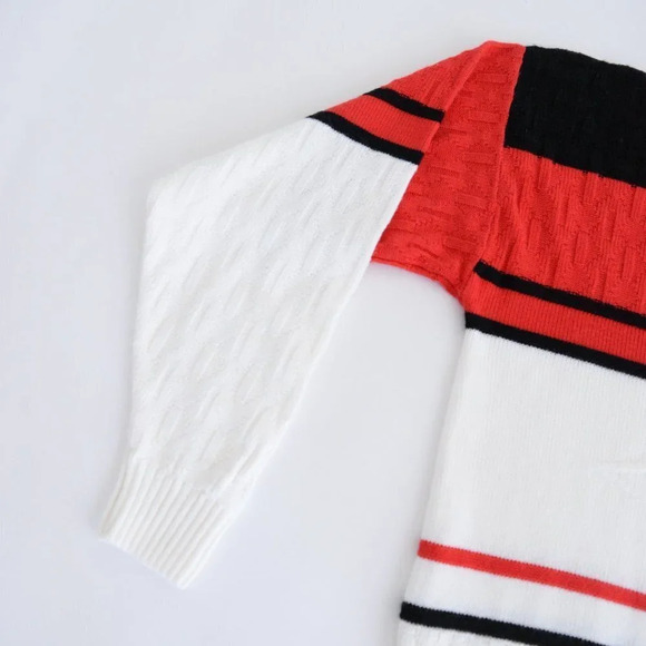 Vintage Sears Black/Red/Cream Knit  Crewneck Sweater Size 44 L - Picture 8 of 12